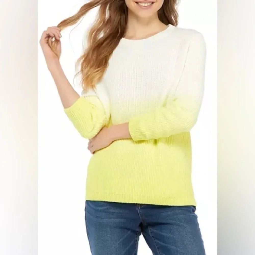 Crown & Ivy Women's Long Sleeve Dip Dyed Sweater